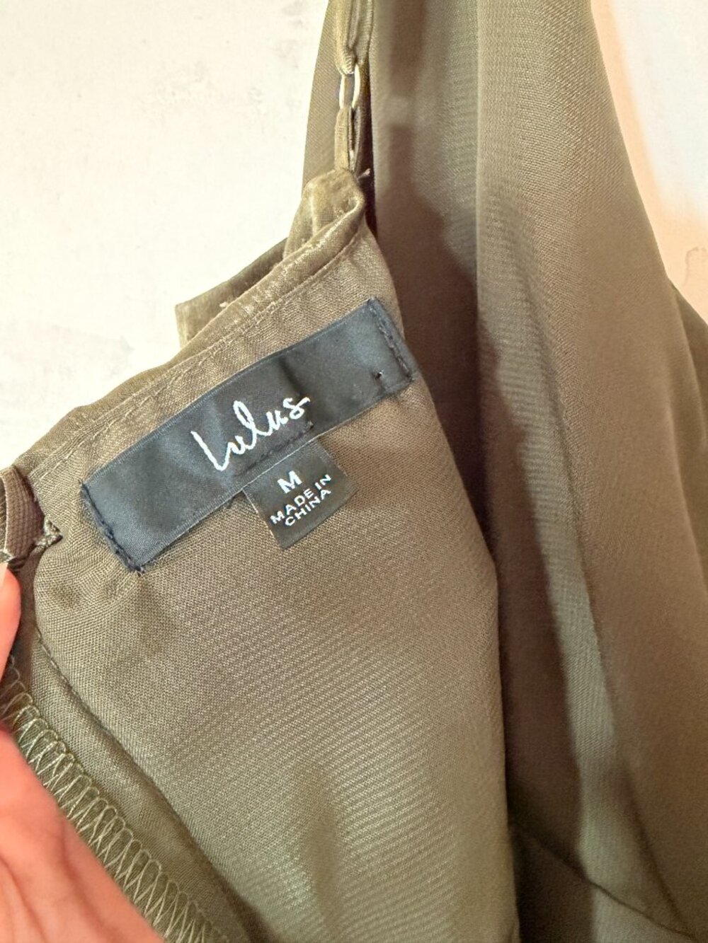 Lulus Constantine Olive Green Satin Maxi Dress M Bridesmaid - Picture 4 of 9